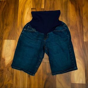 Indigo blue maternity shorts